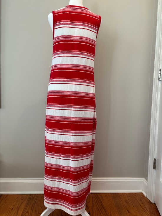 Talbots Sleeveless Cotton Maxi Dress w/Pockets Womens Small Red/White *LIKE NEW* - Picture 3 of 9